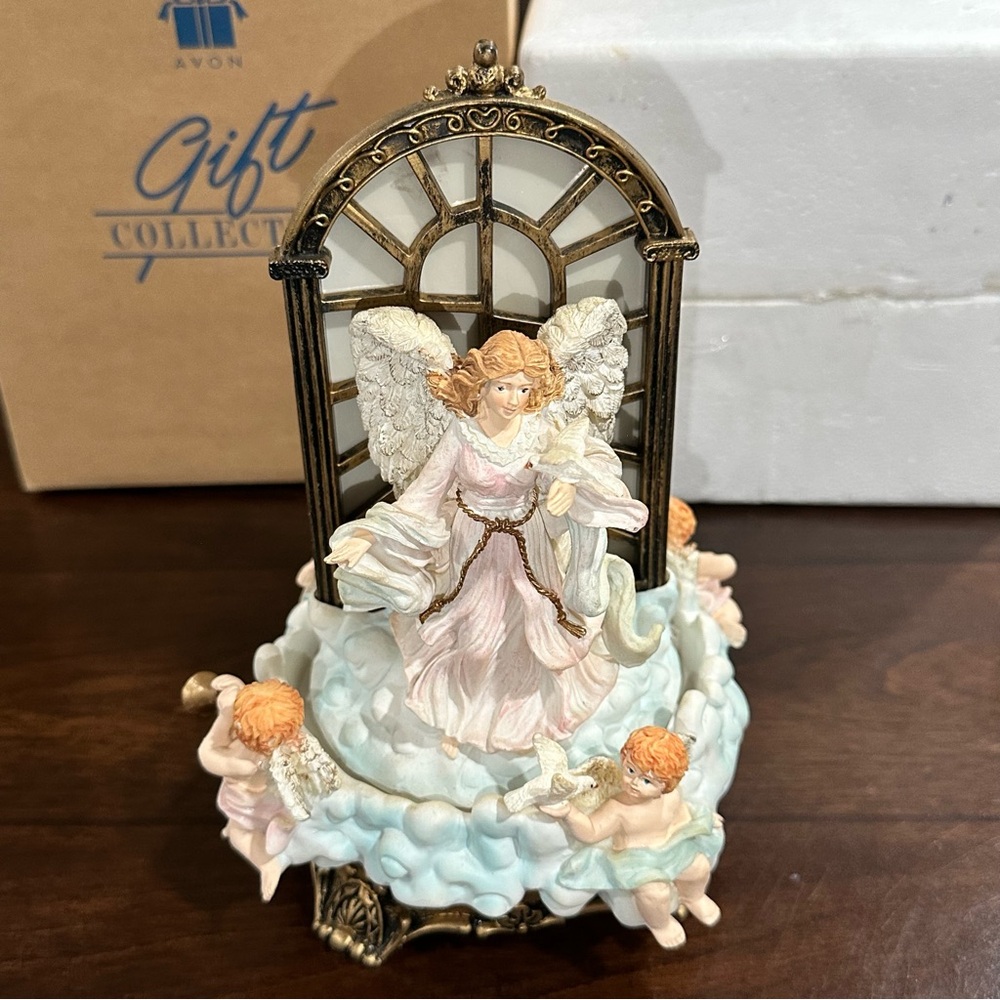 Vintage 1999 Avon Angel Figurine Music Box